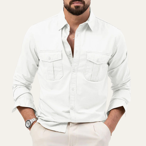 Camicia da uomo a maniche lunghe con tasche a patta 2