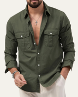 Camicia da uomo a maniche lunghe con tasche a patta 4