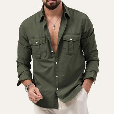 Camicia da uomo a maniche lunghe con tasche a patta 4