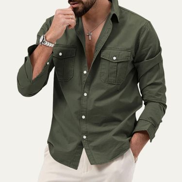 Camicia da uomo a maniche lunghe con tasche a patta 6