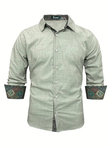 Camicia da uomo con bottoni e dettagli a fantasia 11