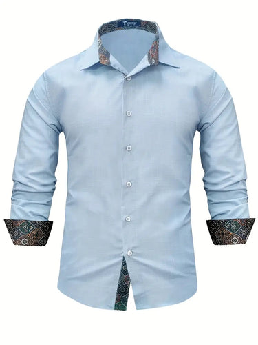 Camicia da uomo con bottoni e dettagli a fantasia 13