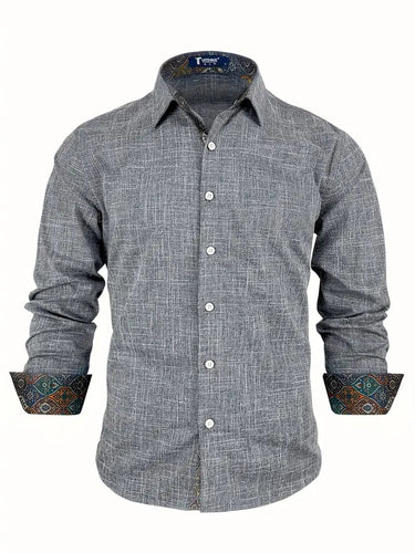 Camicia da uomo con bottoni e dettagli a fantasia 16