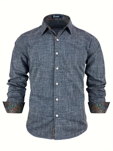 Camicia da uomo con bottoni e dettagli a fantasia 18