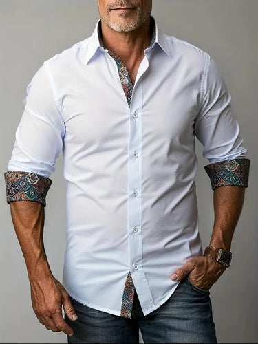 Camicia da uomo con bottoni e dettagli a fantasia 2