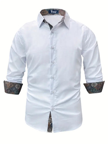 Camicia da uomo con bottoni e dettagli a fantasia 9