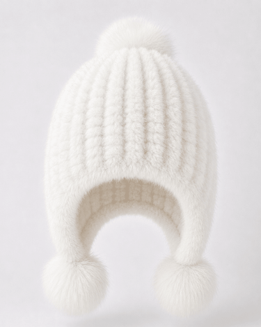 Cappello da aviatore in pelliccia sintetica da donna con pon pon 11