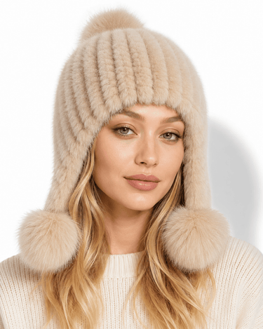 Cappello da aviatore in pelliccia sintetica da donna con pon pon 13
