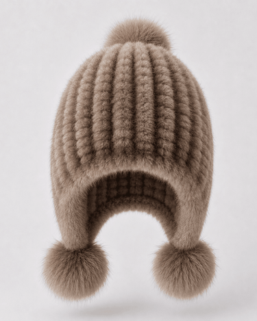 Cappello da aviatore in pelliccia sintetica da donna con pon pon 19