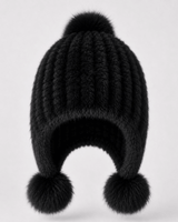 Cappello da aviatore in pelliccia sintetica da donna con pon pon 7