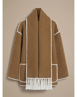 Cappotto a mantella in misto lana da donna con chiusura a bottoni 2