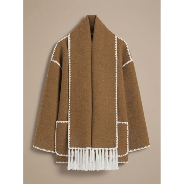 Cappotto a mantella in misto lana da donna con chiusura a bottoni 2