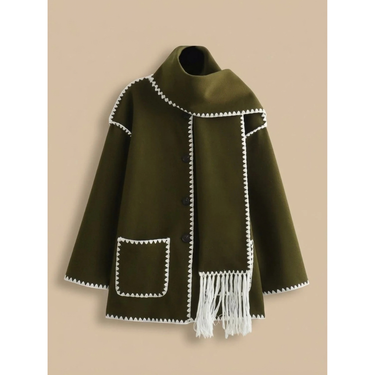 Cappotto a mantella in misto lana da donna con chiusura a bottoni 5