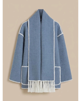Cappotto a mantella in misto lana da donna con chiusura a bottoni 6