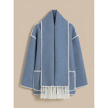 Cappotto a mantella in misto lana da donna con chiusura a bottoni 6