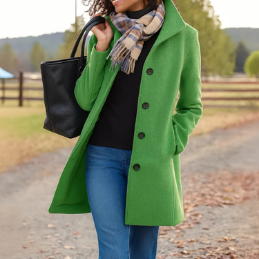 Cappotto da donna a maniche lunghe con bottoni frontali 10