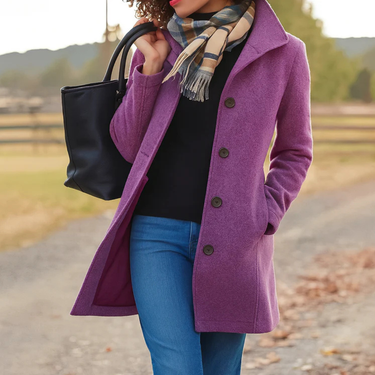 Cappotto da donna a maniche lunghe con bottoni frontali 5