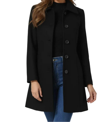 Cappotto da donna di media lunghezza con chiusura a bottoni 1