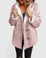 Cappotto da donna in camoscio con alamari e cappuccio 5
