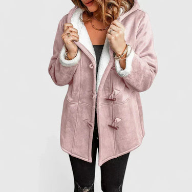 Cappotto da donna in camoscio con alamari e cappuccio 5