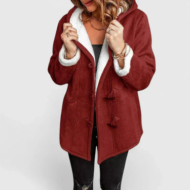 Cappotto da donna in camoscio con alamari e cappuccio 6