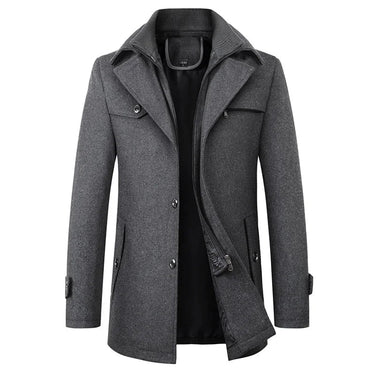 Cappotto da uomo con collo alla coreana, zip e chiusura a bottoni 2