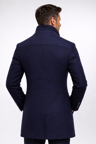 Cappotto da uomo in misto lana con fodera trapuntata e collo alla coreana 14