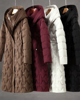 Cappotto imbottito lungo da donna con motivo trapuntato geometrico 9