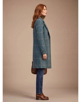 Cappotto lungo da donna a quadri con colletto a revers 3