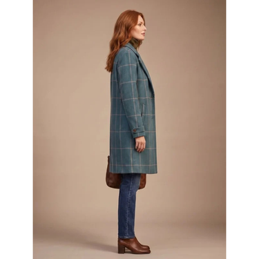 Cappotto lungo da donna a quadri con colletto a revers 3