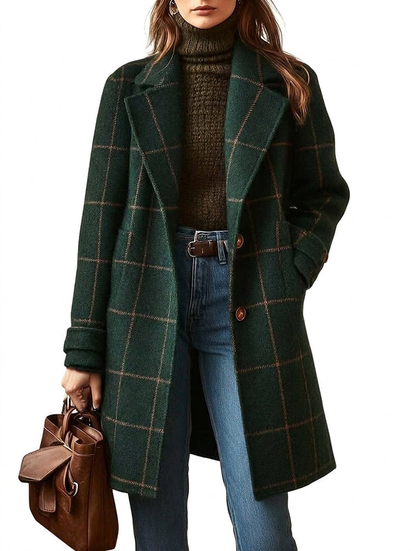 Cappotto lungo da donna con motivo a quadri 1