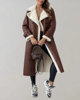 Cappotto lungo da donna in materiale sintetico con fodera in teddy 10