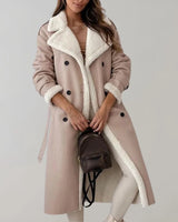 Cappotto lungo da donna in materiale sintetico con fodera in teddy 4