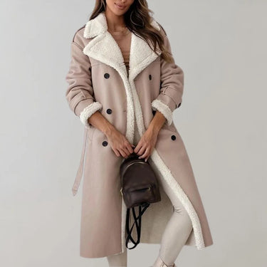 Cappotto lungo da donna in materiale sintetico con fodera in teddy 4