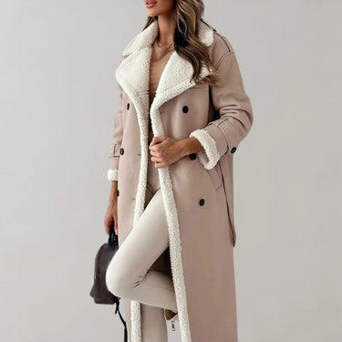 Cappotto lungo da donna in materiale sintetico con fodera in teddy 5