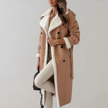 Cappotto lungo da donna in materiale sintetico con fodera in teddy 6