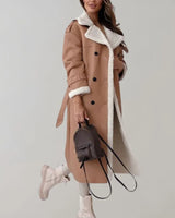 Cappotto lungo da donna in materiale sintetico con fodera in teddy 7