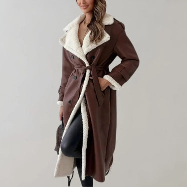Cappotto lungo da donna in materiale sintetico con fodera in teddy 9