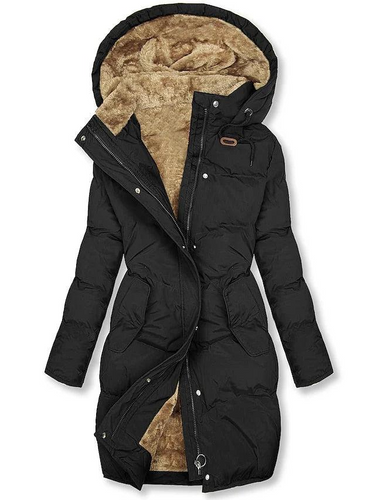 Cappotto lungo imbottito da donna con fodera in pelliccia sintetica 3