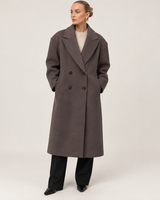 Cappotto lungo oversize in lana da donna 4