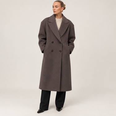 Cappotto lungo oversize in lana da donna 4