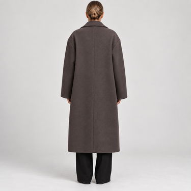 Cappotto lungo oversize in lana da donna 6