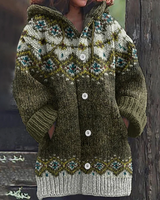 Cardigan con cappuccio da donna con motivo Fair Isle 3