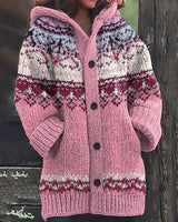 Cardigan con cappuccio da donna con motivo Fair Isle 5