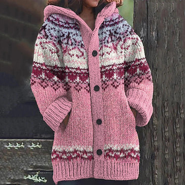 Cardigan con cappuccio da donna con motivo Fair Isle 5