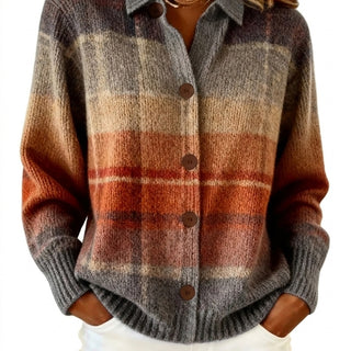 Cardigan da donna in maglia a quadri con bottoni 1