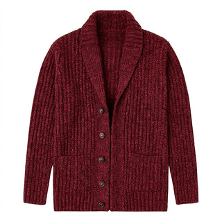 Cardigan da uomo a coste con collo a scialle 1