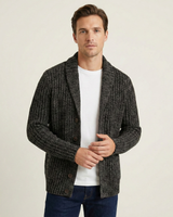 Cardigan da uomo a coste con collo a scialle 10