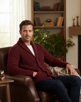 Cardigan da uomo a coste con collo a scialle 11
