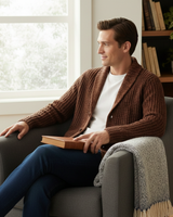 Cardigan da uomo a coste con collo a scialle 12